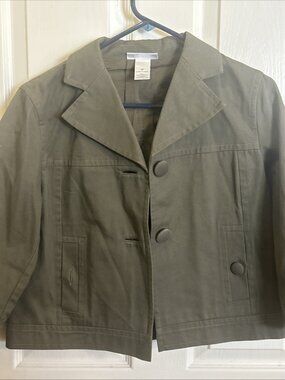 Petite Sophisticate Women's Military Green Jacket Denim Coat Collared 8P